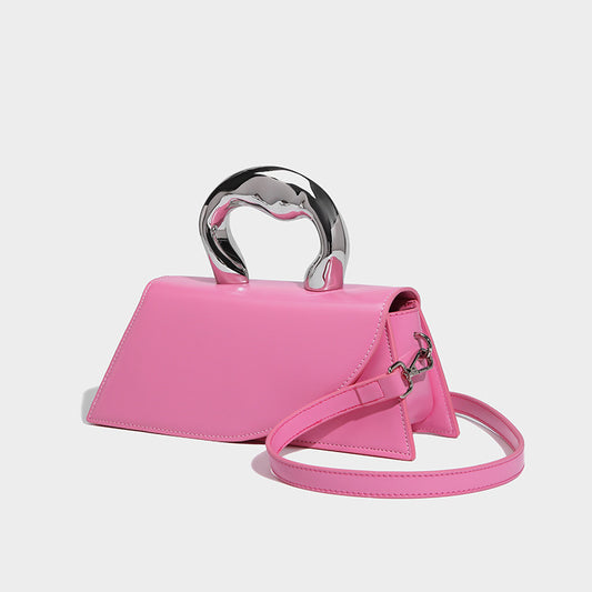 pink top handle handbag